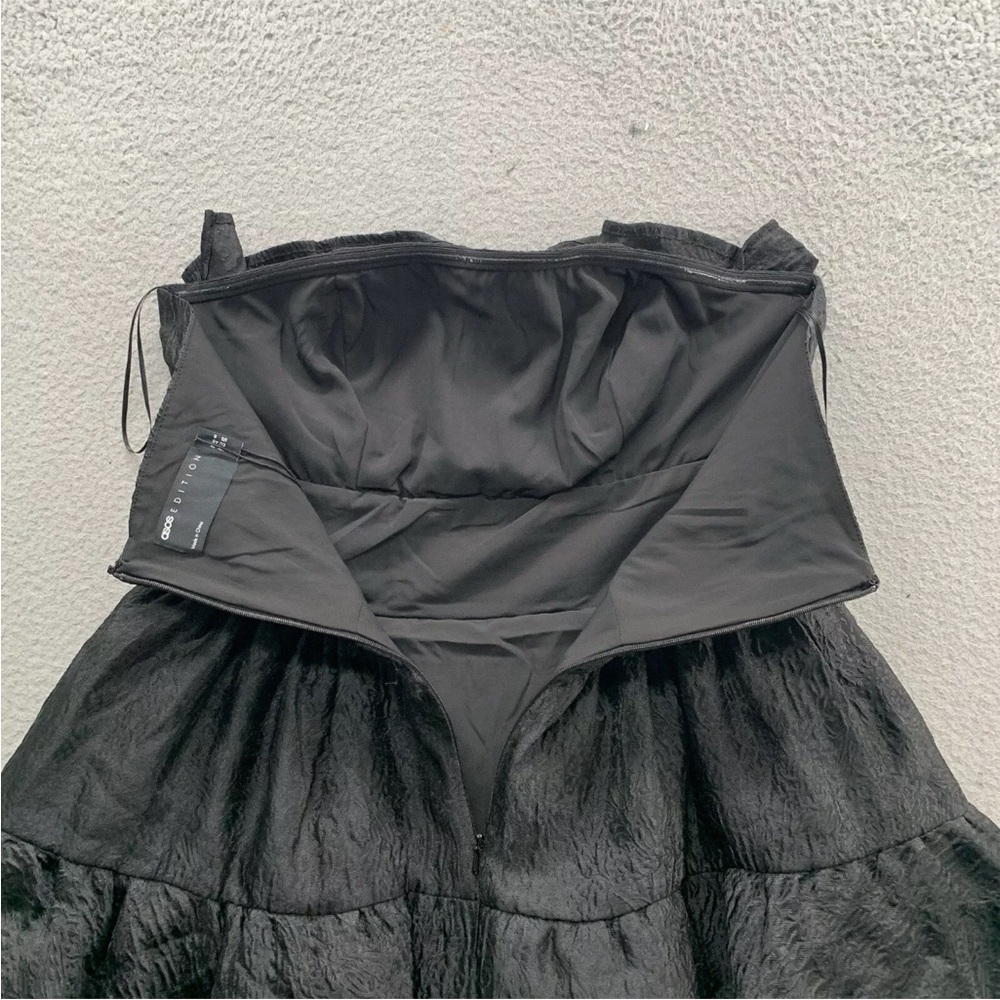 ASOS LUXE Strapless Cocktail Holiday Mini Dress US 8 Black Tiered Lined NWT - Picture 13 of 13